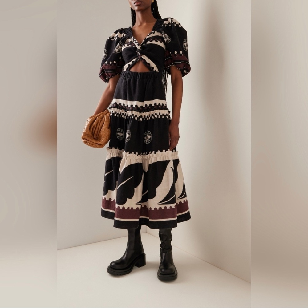 Sea New York Black and Cream Midi Dress
